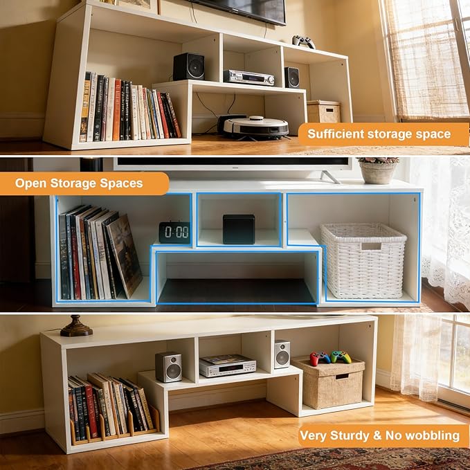 Lightdot TV Stand for TVs up to 55'', Modern Entertainment Center with Open Storage Shelf Large capacity for collection, Media Table TV Console for Living Room/Bedroom/Sofa Cabinet,Easy Assembly-White