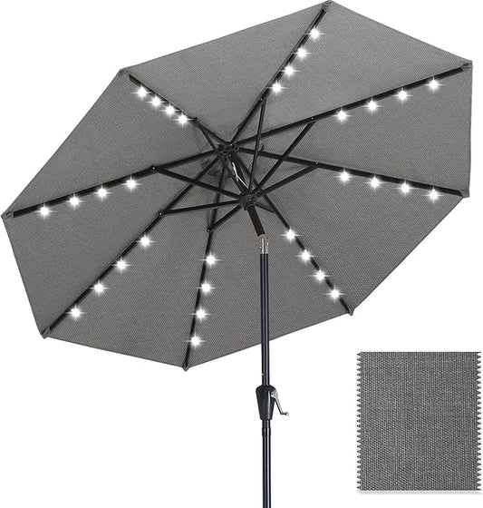 ABCCANOPY OLEFIN® 5-Year No Fading Patio Umbrella with Solar Lights (Mid Gray)
