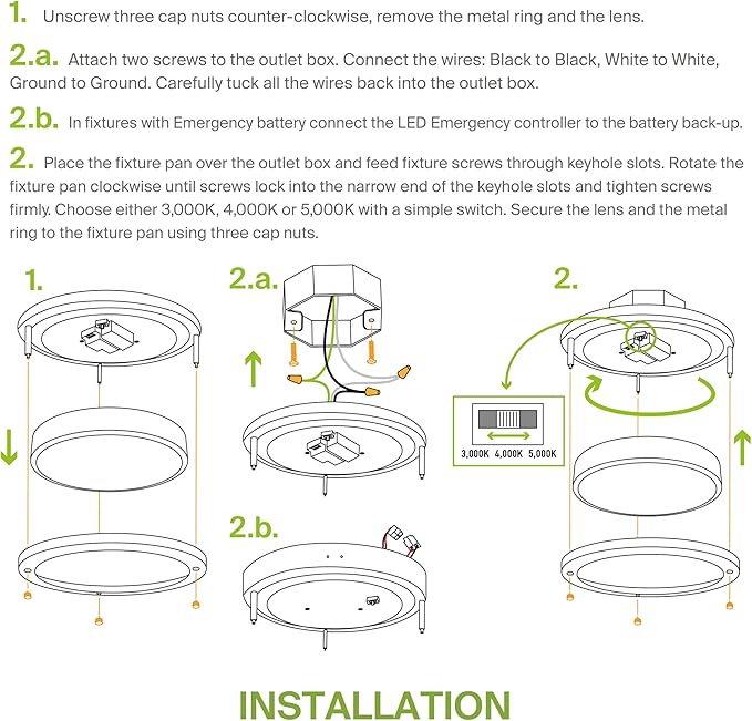 ASD LED 10" Round Flush Mount Lighting, Close to Ceiling Light Fixture | 3CCT, Dimmable, Energy Star, ETL Listed | 16W 1041LM 3000K-5000K 120V | Low Profile Double Ring Lamp | Black, 4 Pack