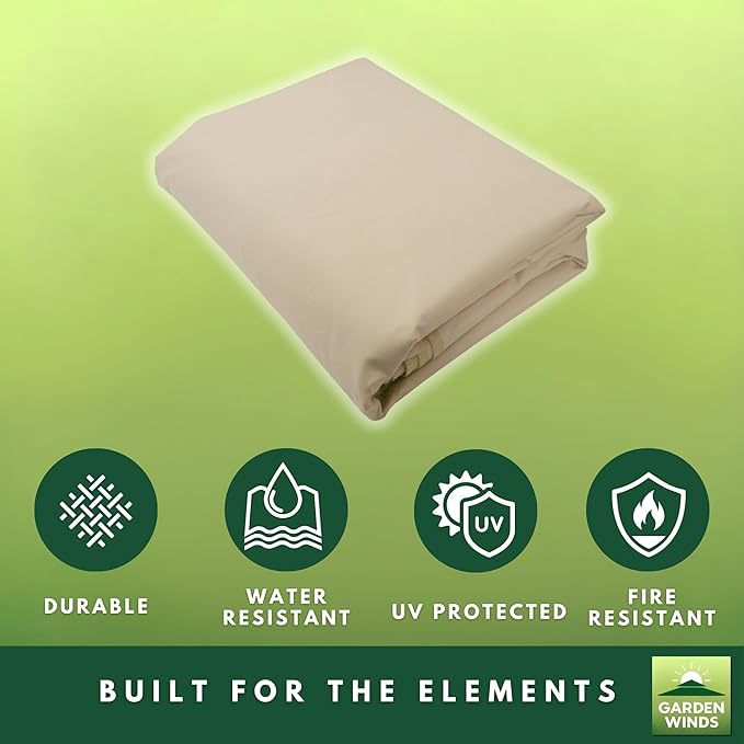 Garden Winds Reinforced RipLock 350 Replacement Canopy Top Cover Compatible with The Phi Villa, Aecojoy, PatioFestival, AbcCanopy, Kozyard 15' Triple Tier Umbrella Models - A701007300, Pf18259, UB02, KZUM15NAV - Beige