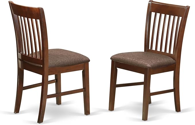 East West Furniture ANNO3-MAH-C 3 Piece Kitchen Table & Chairs Set Contains a Round Dining Room Table with Pedestal and 2 Linen Fabric Dining Room Chairs, 36x36 Inch, Mahogany