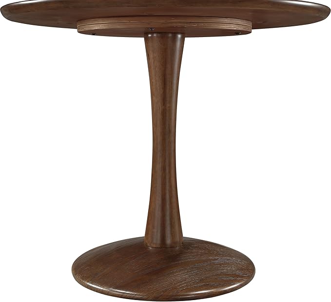 Meridian Furniture 914Brown-T Holly Collection Mid-Century Modern Dining Table with Rich Brown Finish, Solid Wood, Oak Veneer, 36" W x 36" D x 30" H, Brown