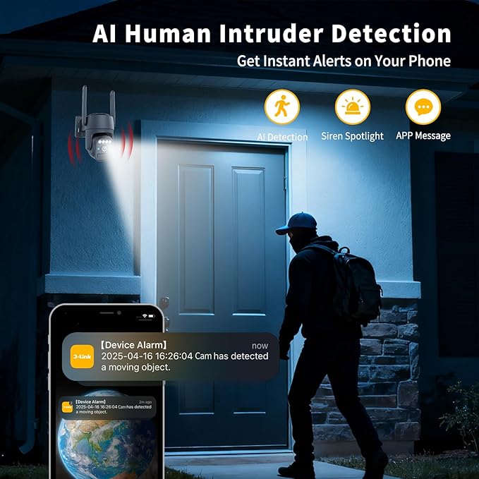 Solar Security Cameras Wireless Outdoor 2 Packs, Color Night Vision, SD/Cloud Storage, 2-Way Talk, 2.4GHz WiFi, IP65 Waterproof, 360° View