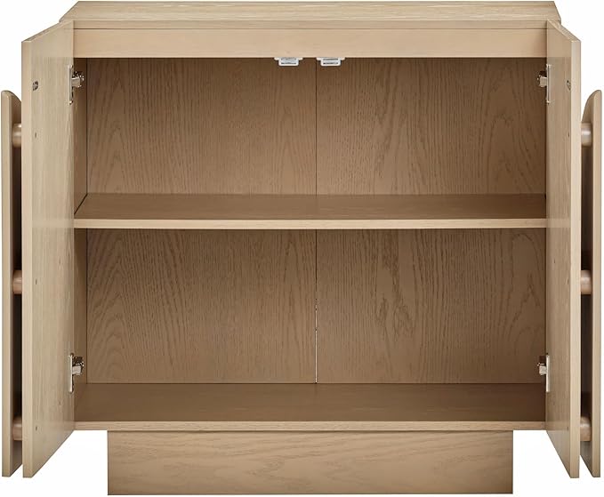 Nathan James Iris Mid-Century Modern Credenza, Light Brown Sideboard Buffet, Living Room Wood Storage Cabinet with Arched Cabinet Doors, White Oak