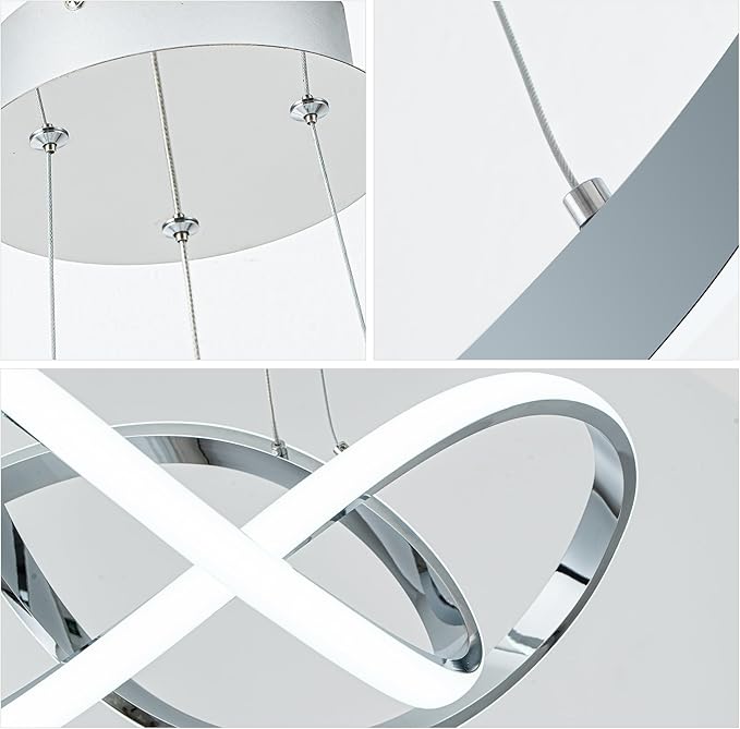 MAYNA LED Pendant Light with Irregular Ring Lights,Modern LED Chandelier, Dimmable Contemporary Ceiling Light Fixture for Dining Room Bedroom Kitchen Island Cafe, 6000K White