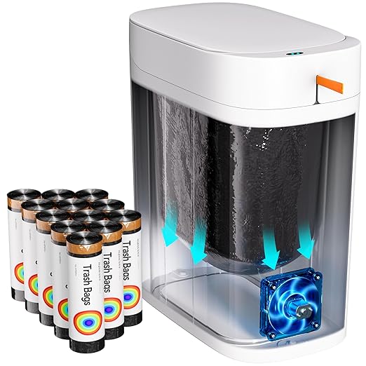 CTIME Bathroom Trash Can with Lid, 3.5 Gallon Slim Touchless Sensor Trash Can, Automatic Suction Smart Trash Can, Suitable for Bedrooms, Offices, Kitchens, and Bathrooms.
