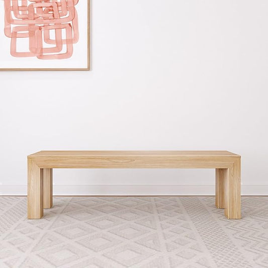 Plank+Beam Modern Dining Room Bench (61in / 1550mm), Blonde Wirebrush