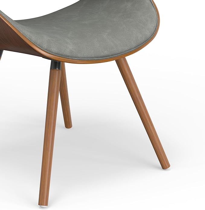SIMPLIHOME Malden Dining Chair in Distressed Grey Vegan Faux Leather, 22.8"W x 20.9"D x 30.9"H, Mid-Century Modern Wood Back Chair for Dining Room