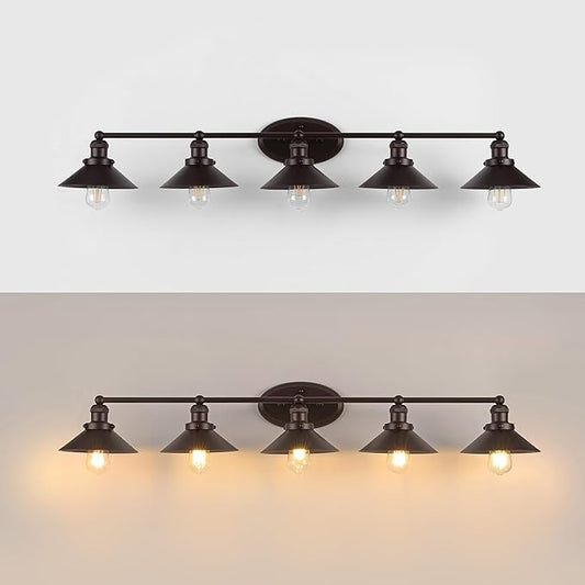 JONATHAN Y 7.88" Oil Rubbed Bronze 1-Light Industrial Farmhouse Metal Vanity Light Wall Sconce, Metal Shade for Bathroom Mirror, Kitchen, Entryway, LED Bulb Included (JYL7905A)