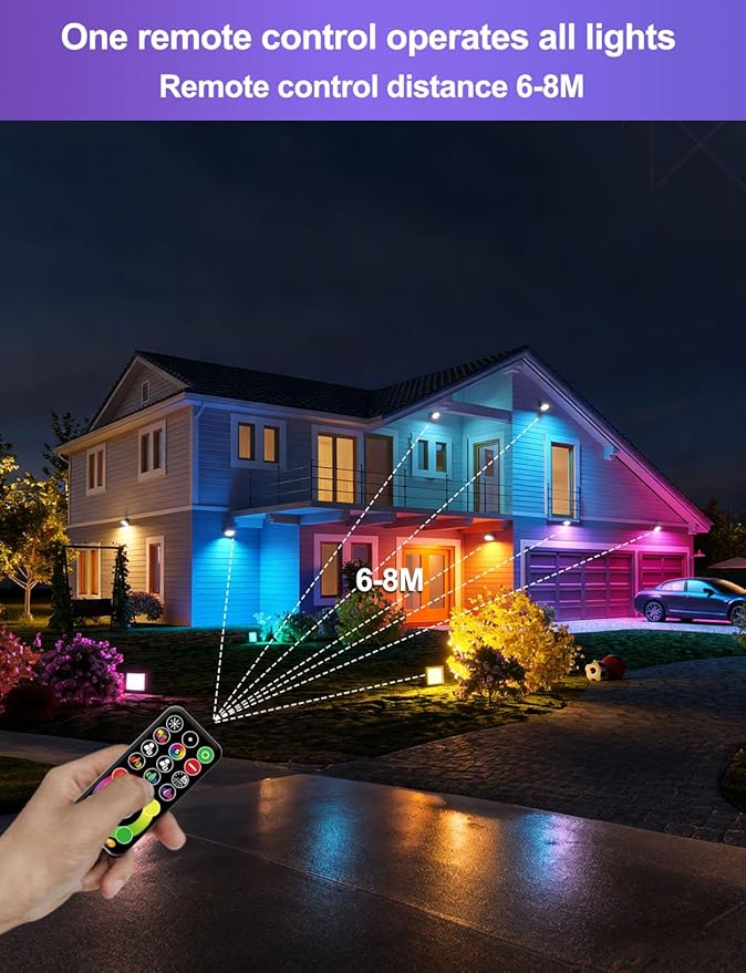 HEKEE RGB Led Flood Light 50W, Outdoor Color Changing DIY Customized Strobe Mode, Stage Landscape Lighting,Floodlights 12 Colors & 4 Modes, Remote Control Included, Timing IP66 Waterproof (2 Pack)