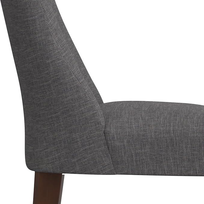 SIMPLIHOME Walden Dining Chairs - Upholstered Solid Hardwood Frame and Linen-Style Fabric Kitchen Chair Set in Slate Grey, Modern Dining Room Seating with Curved Back and Padded Seat (Set of 2)
