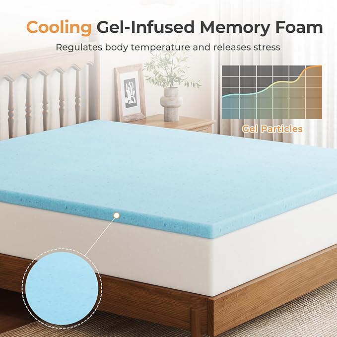 Vesgantti Cal King Mattress, 12 Inch Gel Memory Foam Mattress Cal King Size with Comfort Foam for Pressure Relief & Cool Sleep & Body Support, Made in USA, Medium Feel Bed in a Box, Grey