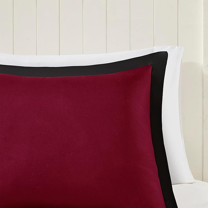 Madison Park Comforter Set, Reversible Down Alternative All Season Microfiber Bedding, 3M Scotchgard Stain Release, King/Cal King Dorm Comforter, Red/Black