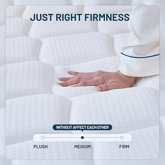 12 Inch Queen Mattress, Hybrid Medium Firm Memory Foam Mattress with Innerspring, Reinforced Edge Support, Cooling Gel Pillow Top, Pressure Relief & Motion Isolation, Bed in a Box, Full/King Size