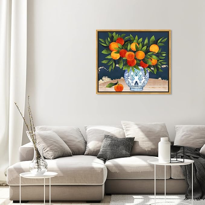 The Oliver Gal Artist Co. Food and Cuisine Wall Art Framed Canvas Prints 'Fruits and Porcelain' Fruits