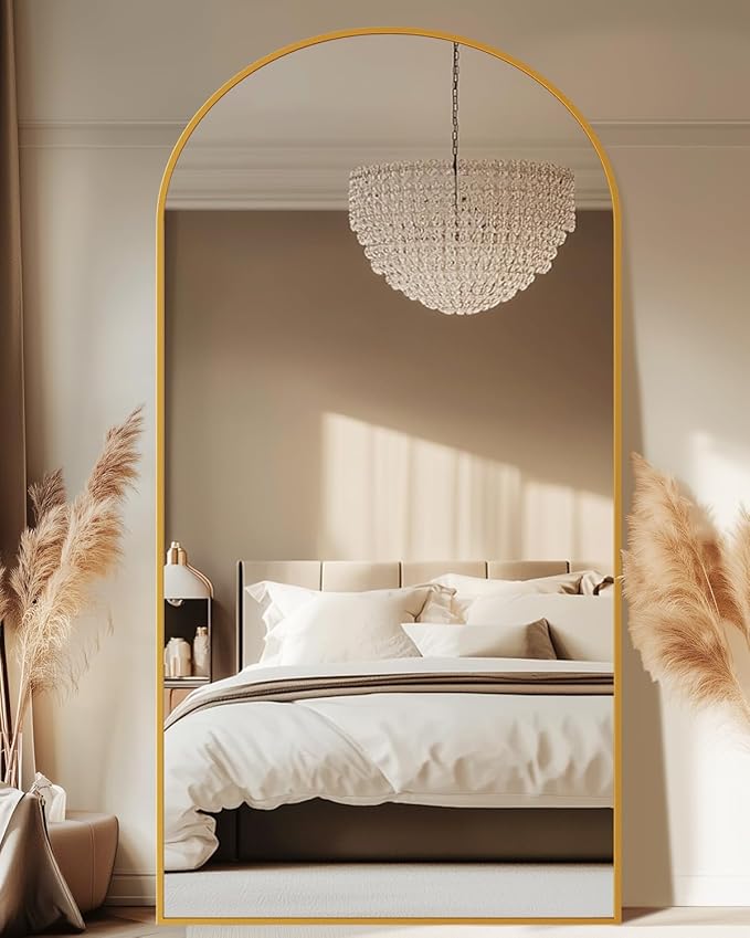 Floor Mirror, 78"×38" Full Length Mirror with Stand for Bedroom Living Room, Gold