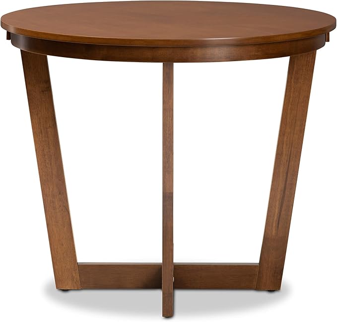 Baxton Studio Alayna Modern and Contemporary Walnut Brown Finished 35-Inch-Wide Round Wood Dining Table