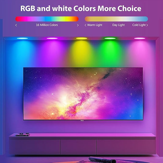 DAYBETTER WiFi 6 Inch Recessed Lights Can -RGBCW Color Changing Tunable White (2700KK-6500K), Ultra Thin Dimmable LED Alexa Voice Control Wafer Light Easy Install 2Pack