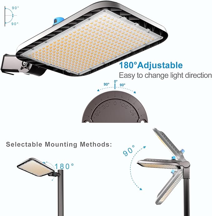 Lightdot 500W Parking Lot Lighting 75000Lm(150Lm/W) LED Parking Lot Lights Commercial with Smart Photocell Dusk to Dawn 5000K Street Light with SlipFitter Mount for Driveway/Parking Lot- 2Pack