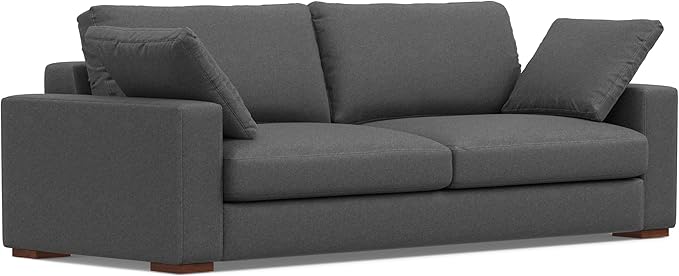 SIMPLIHOME Charlie Sofa in 100% Recycled Polyester Tightly Woven Performance Fabric, Pebble Grey, 96-inches Wide, Handcrafted Contemporary Style Sofa for Living Room or Couch for Family Room