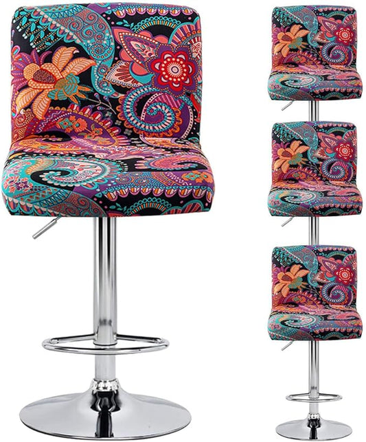 Levoberg Bar Stools Cover Set of 4 Printed Armless Swivel Barstools Slipcovers with Backs Stretch Square Counter Height Bar Stools Covers Mid Low Back Chair Cover for Kitchen Dining Room Bar #6