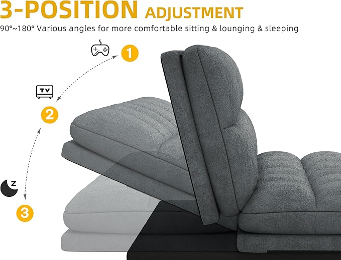 YITAHOME Convertible Futon Sofa Bed, 70" Folding Futon Set for Living Room Home Office Aprtment, Modern Futon Couch with Adjustable Backrest & Armrests, Recliner Lounge, Loveseat Sofa