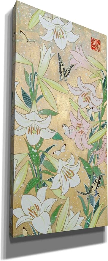 Epic Graffiti 'Lily and Butterfly' by Zigen Tanabe, Canvas Wall Art, 30"x60"