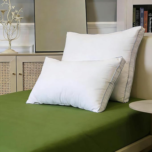 Goose Down Pillows, Standard Size Set of 2 with 3-Layer Design, Hotel Down Bed Pillow for Side, Back, and Stomach Sleepers, Soft 600 Thread Count Cotton Cover–Luxury Hotel Pillows Quality(20" x 26")
