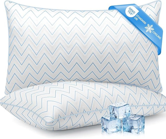 DIORIS Pillows Queen Size Set of 2 - Luxury Hotel Collection Cooling Bed Pillows for Sleeping, Breathable Medium Soft Down Alternative Microfiber Filled Pillows for Back, Stomach Sleepers