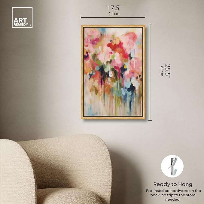 Art Remedy Soft Lush Pastel Canvas New Floral Wall Art, Gold Frame, 16" x 24"