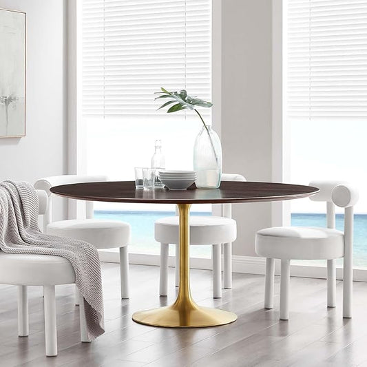 Modway Lippa Dining Table, 60", Gold Cherry Walnut