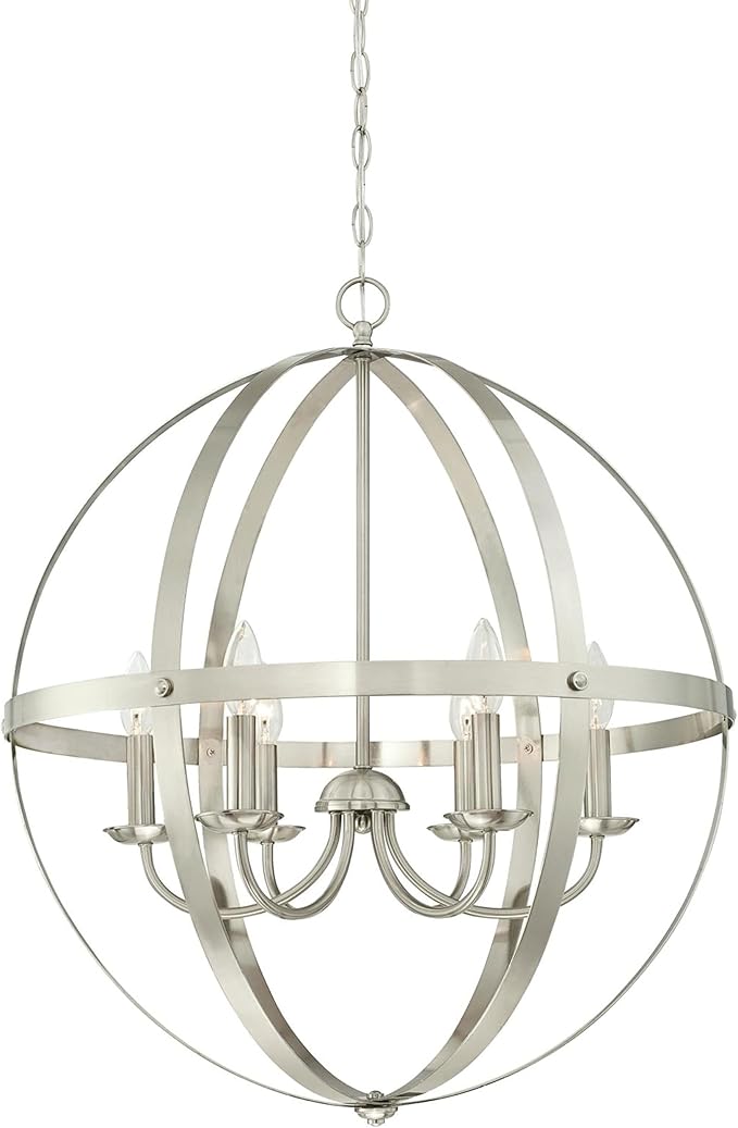 Westinghouse 6328300 Stella Mira Six-Light Indoor Chandelier, Brushed Nickel Finish, 6