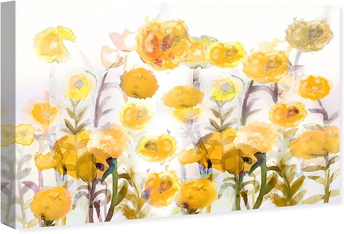 The Oliver Gal Artist Co. Floral and Botanical Wall Art Canvas Prints 'Bella Garden Poppy Yellow' Gardens