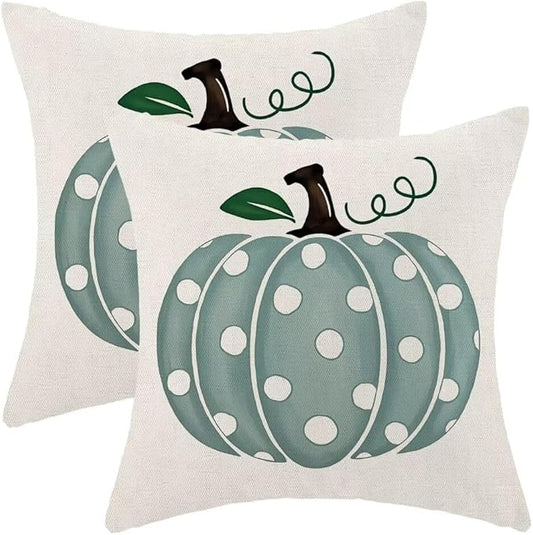 BETGINY Fall Pillow Covers 18X18 Inch Set of 2 Polka Dots Pumpkin Throw Pillow Covers Blue Fall Decor Cushion Cases Autumn Thanksgiving Decorative Outdoor Pillows for Sofa Couch Home