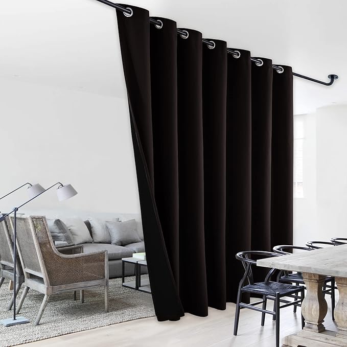 NICETOWN Extra Wide Patio Door Curtain, Super Heavy-Duty Thermal Sliding Glass Door Lined Drape, Privacy Assured 100% Blackout Window Treatment(Brown, 1 Panel, 100 inches W x 95 inches L)