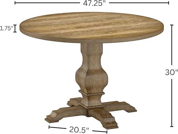 Roundhill Furniture Havre Pedestal Base Round Dining Table, Oak