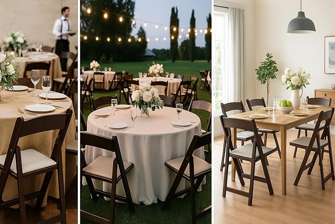 BTEXPERT Resin Folding Chair Vinyl Padded Seat Indoor Outdoor Lightweight Set for Home Event Party Picnic Kitchen Dining Church School Weddings Set of 2 Brown