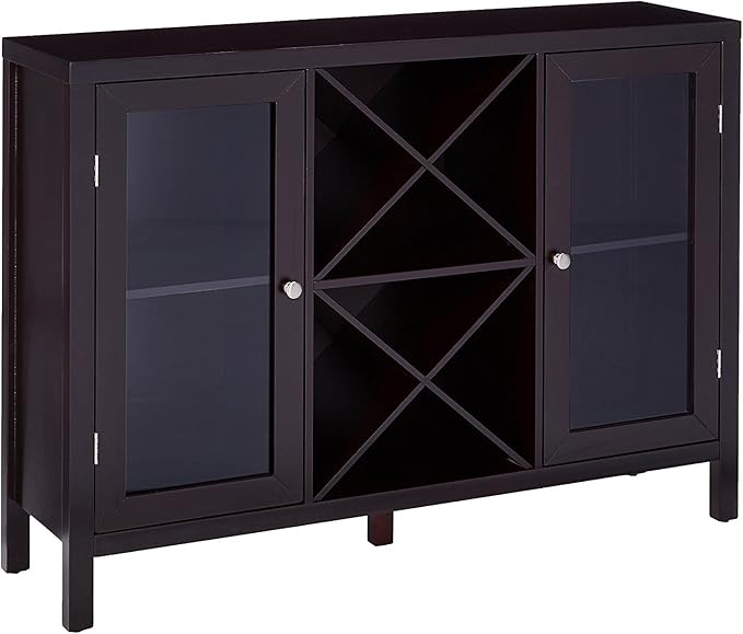 Kings Brand Furniture - Wine Rack Bar Cabinet, Kitchen Sideboard and Buffet Table with Storage for Dining Room, Living Room, Espresso