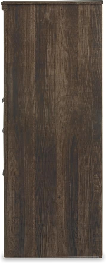 Signature Design by Ashley Juararo Vintage Smooth-Gliding 6-Drawer Dresser and Mirror with Safety Stop, Cabinet and Adjustable Shelf, Dark Brown