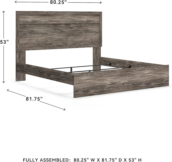 Signature Design by Ashley Ralinksi Vintage King Panel Bed with Metal Slats, Foundation or Box Spring Needed, Gray