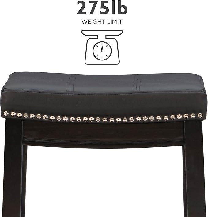 Linon Claridge Counter Stool, Black, 26" x 18" x 12.75"