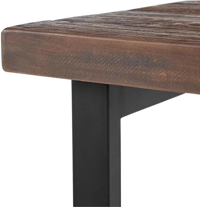 Alaterre Furniture Pomona Living Room Collection – 2-Tier Solid Wood End Table with Natural Finish and Metal Legs – Modern Farmhouse Accent or Home Décor (Rustic Brown)