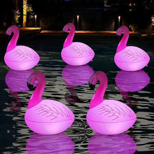 Flamingo Floating Pool Lights, Waterproof Inflatable Solar Pool Lights for Swimming Pool, Outdoor LED Glow Floating Light for Beach, Garden Backyard, Patio Lawn, Hot tub Decor (1 Piece)