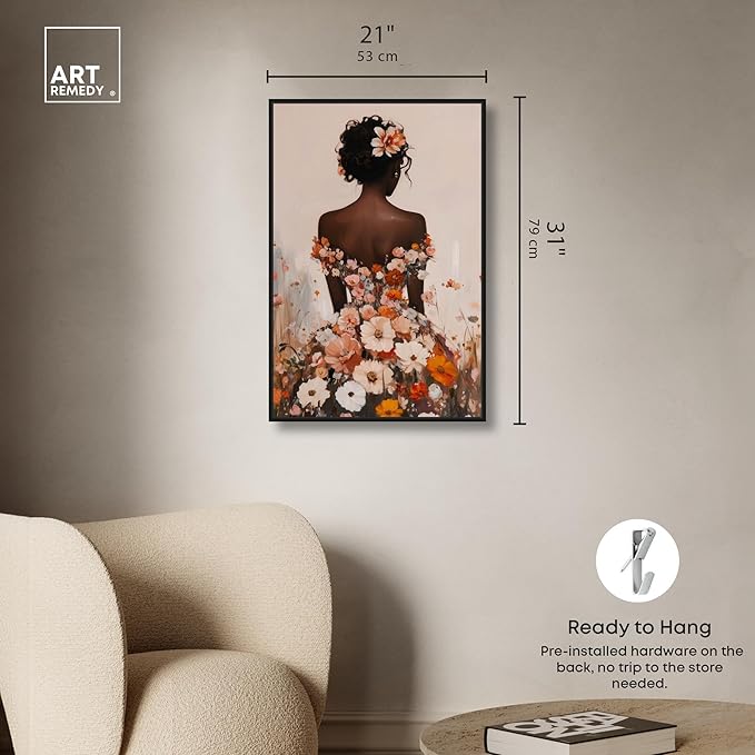 Autumn Bloom Dress Canvas Print Fashion Wall Decor by Art Remedy, Black Frame, 20 x 30