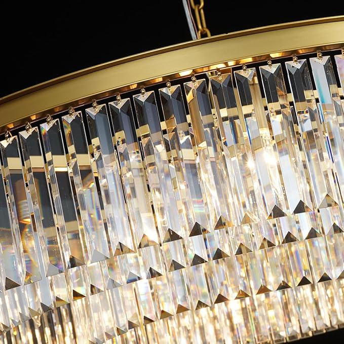 Brushed Copper Crystal Chandeliers Modern Contemporary Ceiling Lights Fixtures Pendant Lighting for Dining Living Room Chandelier D43