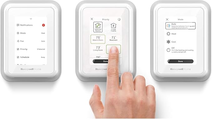 Honeywell Home T9 WiFi Smart Thermostat, Smart Room Sensor Ready, Touchscreen Display, Alexa and Google Assist (Pack of 2)