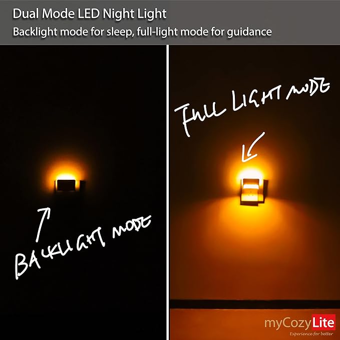 myCozyLite Amber Night Light Plug in, Dual Light Modes Adjustable, Dusk to Dawn Sensor, Automatic ON Off, 2 Pack Night Lights Plug into Wall for Bedroom, Bathroom, Kitchen, Hallway, Stairway