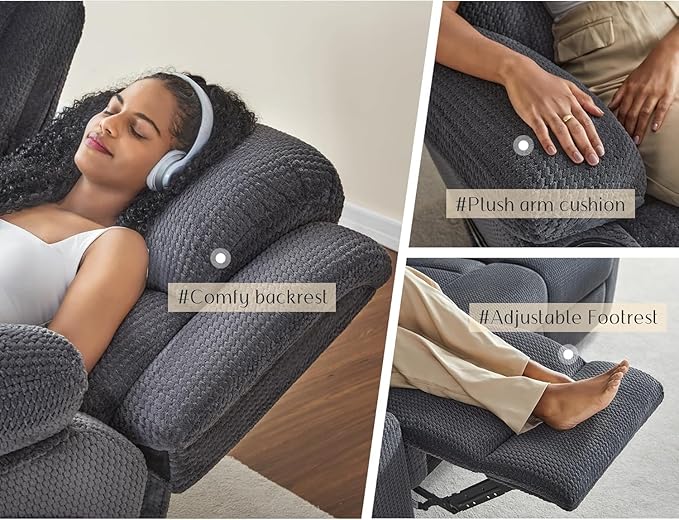 Jocisland 85" Manual Reclining Sofa, 3 Seater Recliner Couch with Dual Wingback Recliners & Cup Holders, Comfy Oversized Living Room Sofa, Grey