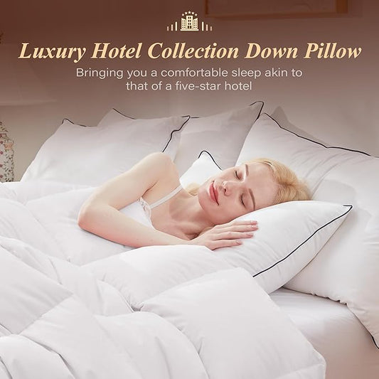 Cosybay Goose Feather Down Fiber Pillows King Size Set of 2, Luxury Bed Pillow for Sleeping, Ultra Soft Cover Hotel Collection Bed Pillows for Back,Stomach or Side Sleepers 20x36