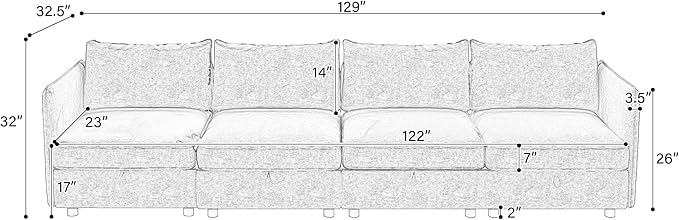 98.5-Inch L-Shaped 4 Seat Modular Sofa Deep Seat Storage Sectional Sofa Couch Free Combination with Storage Space, 4 Seat Chenille Upholstered L-Shaped Convertible Corner Couch for Home Apartment | Space Saving